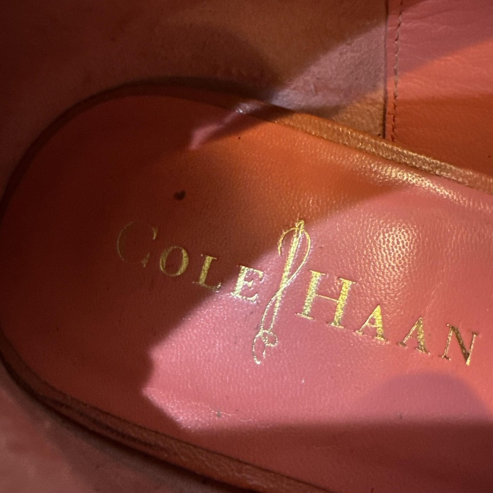 Cole Haan Sandals Shoes Womens Size 10 Orange Leather Wedge Zip Strappy Comfort - Picture 6 of 10